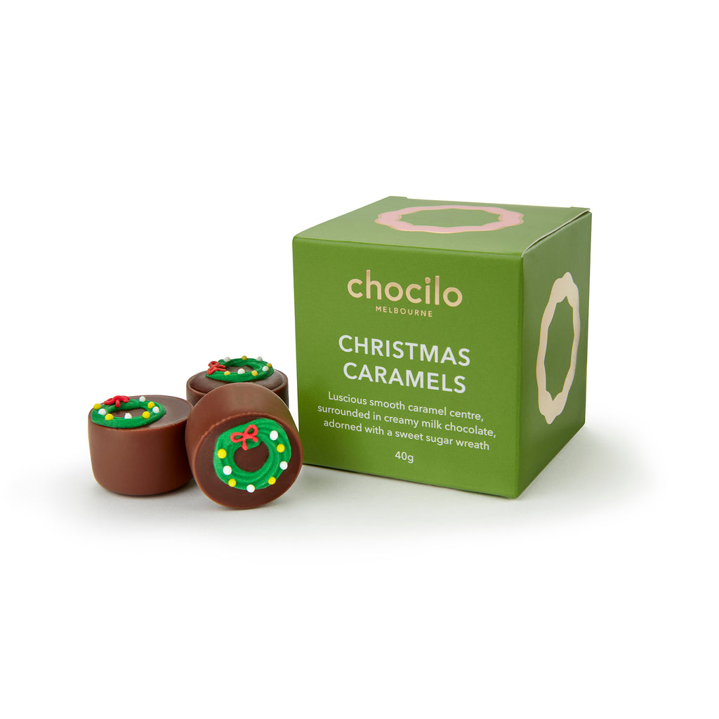 3 Christmas Caramel Milk Chocolates Gift Cube - 40g